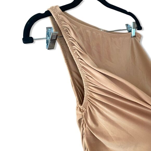 Norma Kamali Diana Gown nude tan midi dress bodycon Revolve New S - Picture 4 of 13